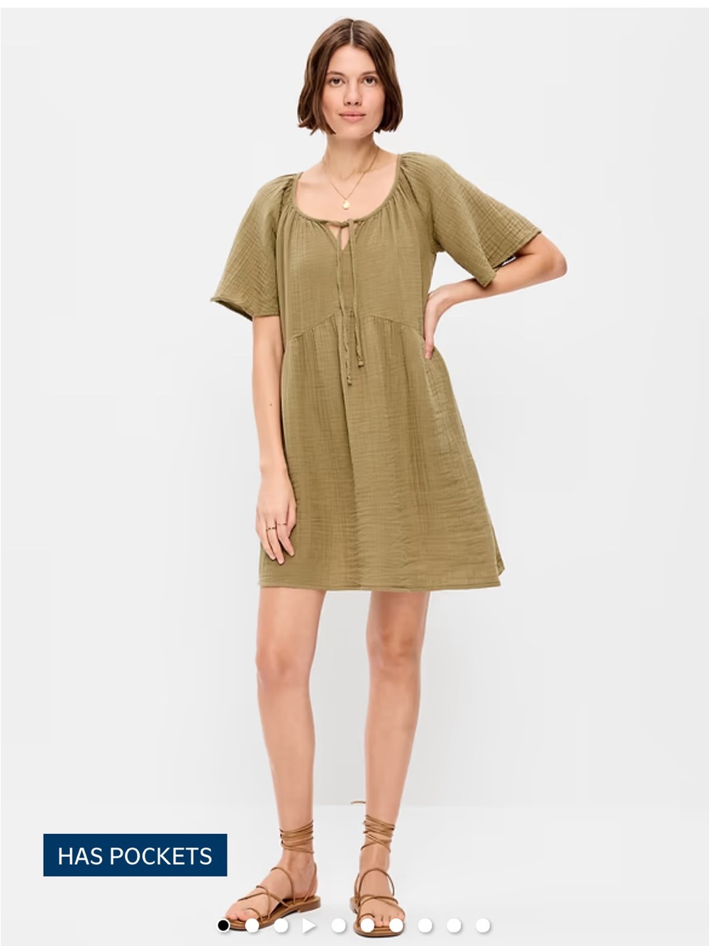 Old Navy Size Medium Crinkle Gauze Flutter Sleeve Mini-Swing Dress New With Tags